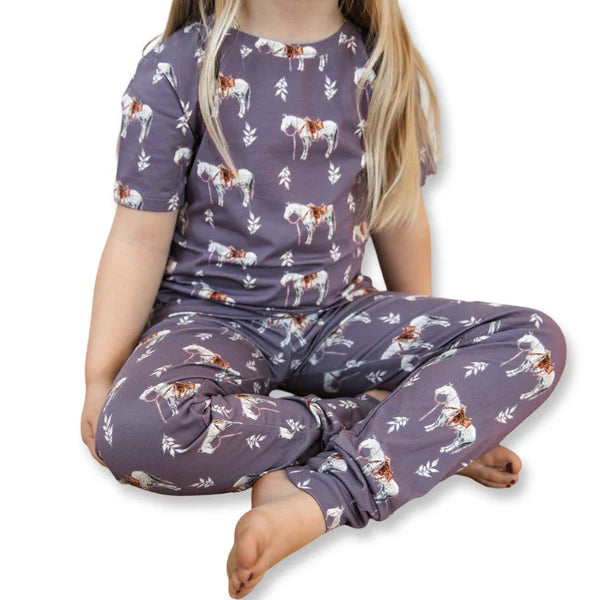 Cowkid Mauve Ranch Horse Short Sleeve Set