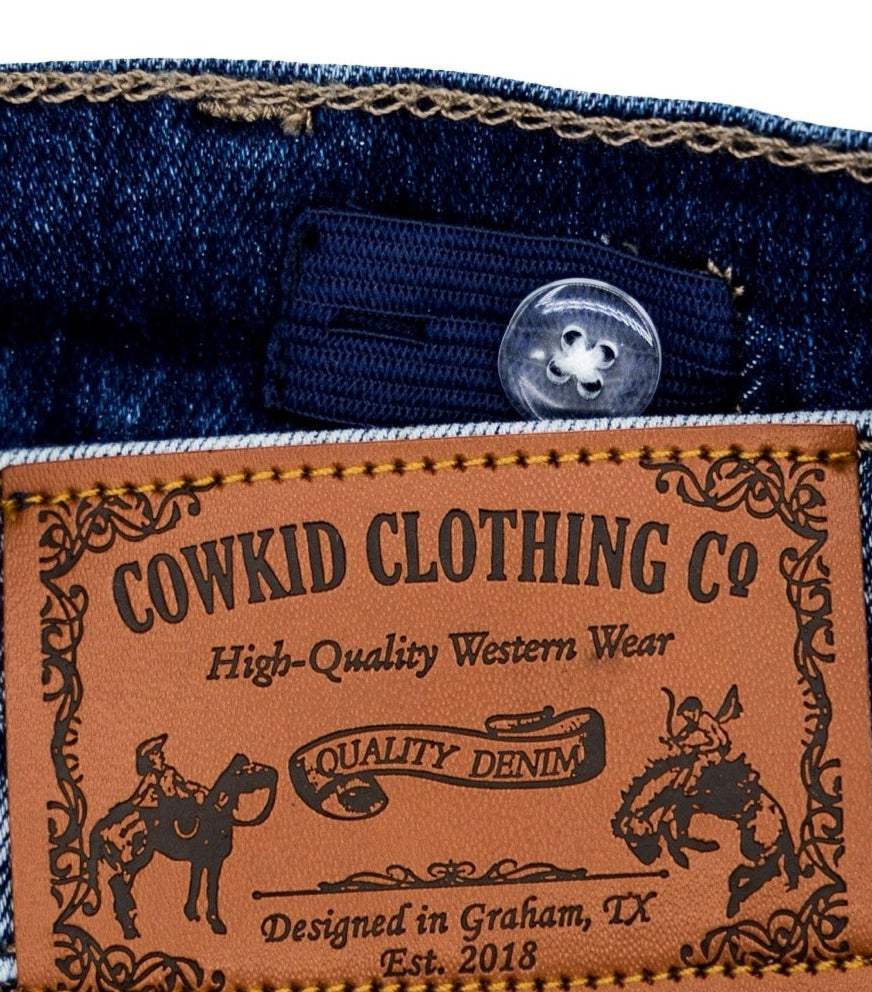 Cowkid Midnight Denim Youth Shorts, supplier view 3