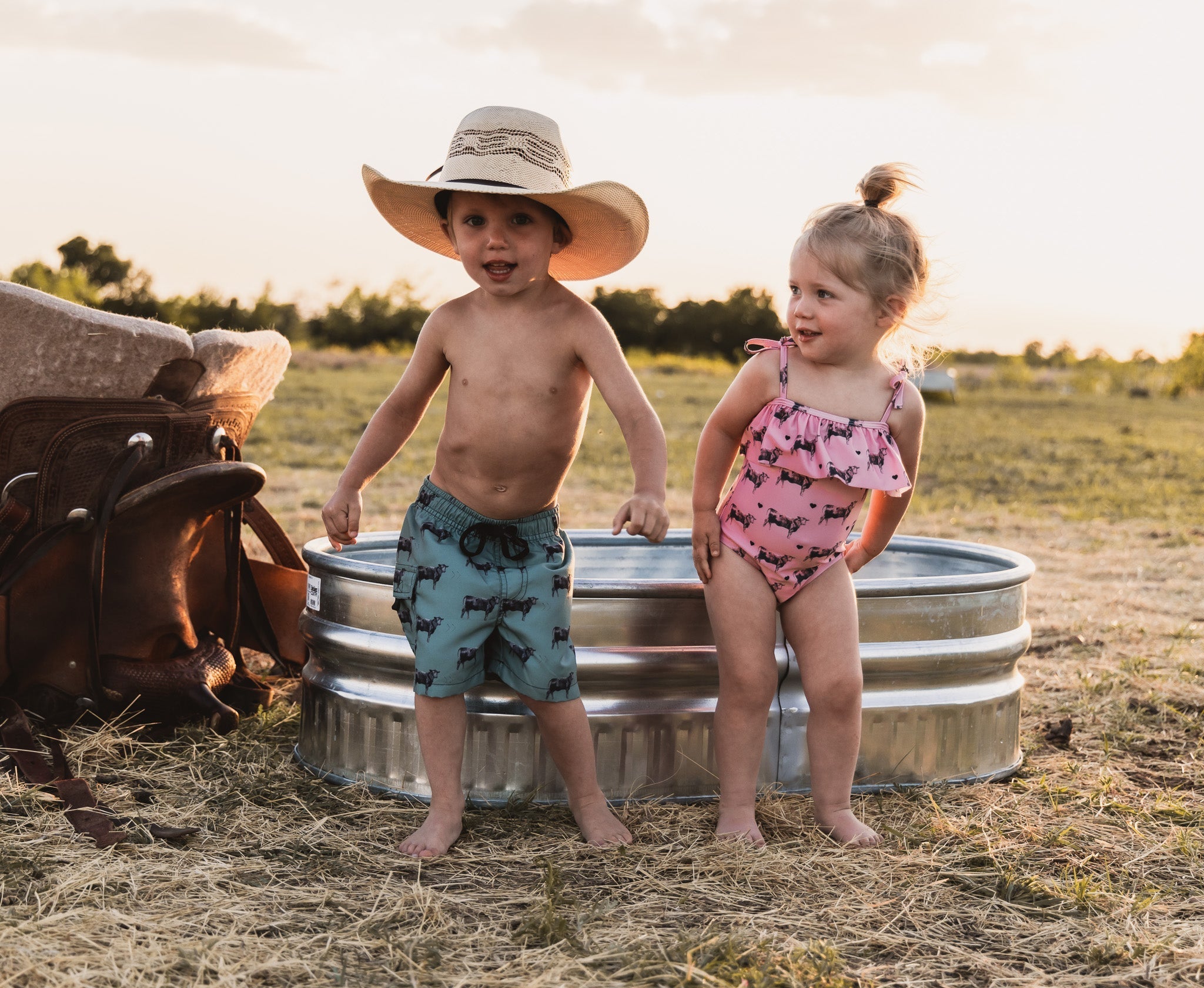 Cowkid Olive Angus Swim Trunks, supplier view 3