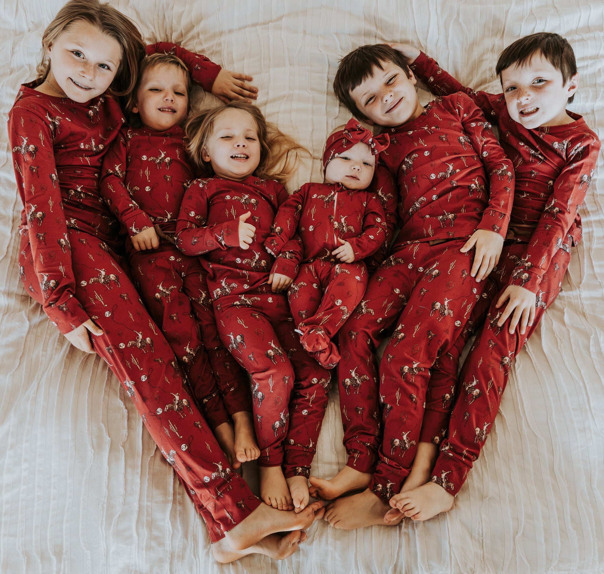 Cowkid Rope the Moon Maroon Long-Sleeve Pajama Set, supplier view 2