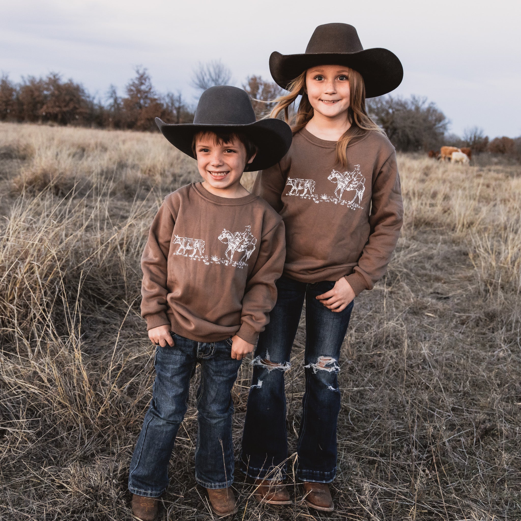 Cowkid Sorting Steers Crewneck Sweatshirt, supplier view 3