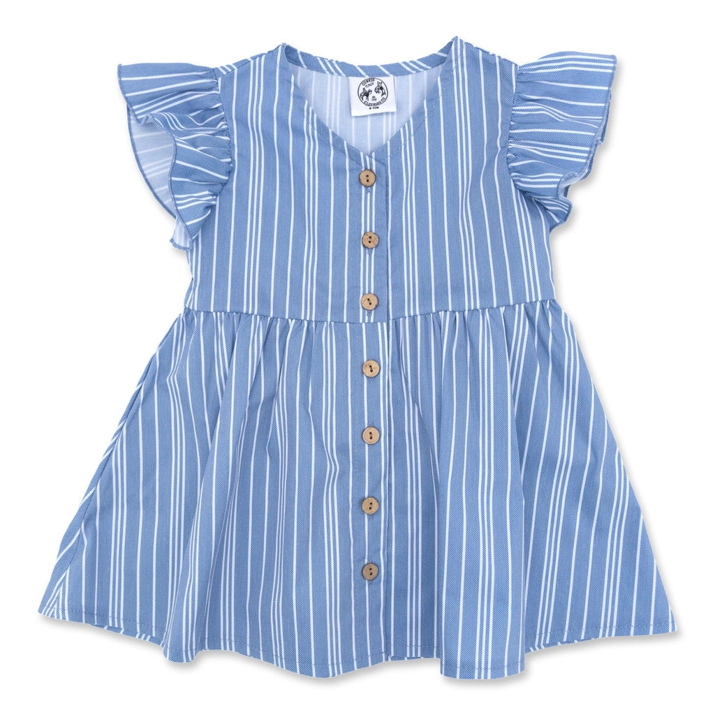 Cowkid Vintage Blue Stripe Flutter Dress