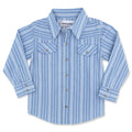 Cowkid Vintage Blue Stripe Long Sleeve Pearl Snap