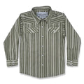 Cowkid Vintage Green Stripe Pearl Snap Shirt
