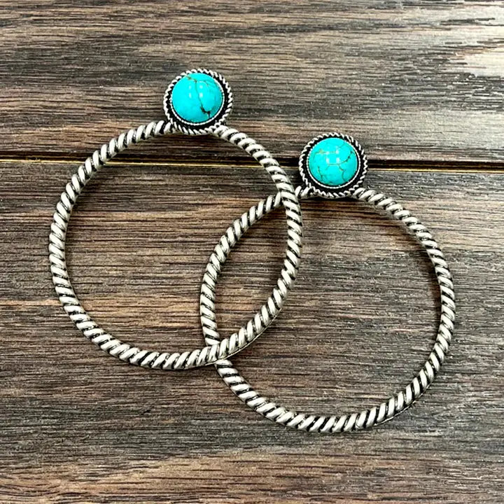 Turquoise Hoop Stud Earrings
