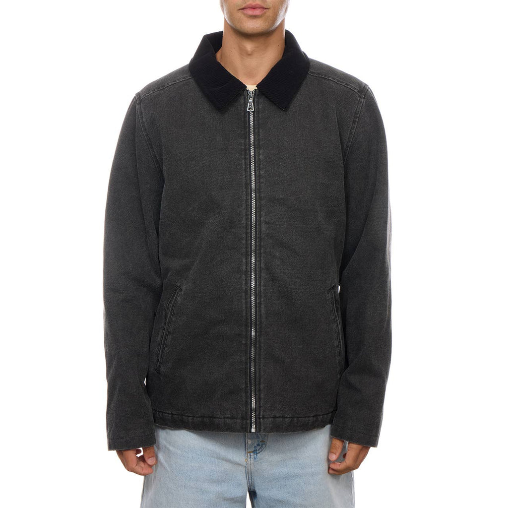 PX washed black twill jacket with corduroy collar and sherpa lining – view 5