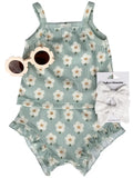 Luna Top & Bloomer Set - Green Daisy
