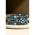 Turquoise Semi-Stone Western Beaded Stretch Bracelet