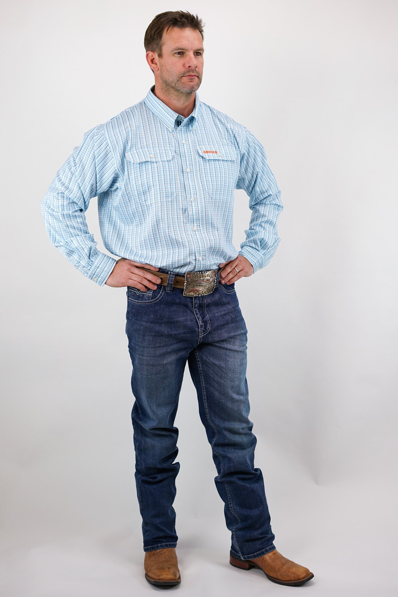 Drover Badlands D143 Mid-Wash Slim Bootcut Jeans, product view 2