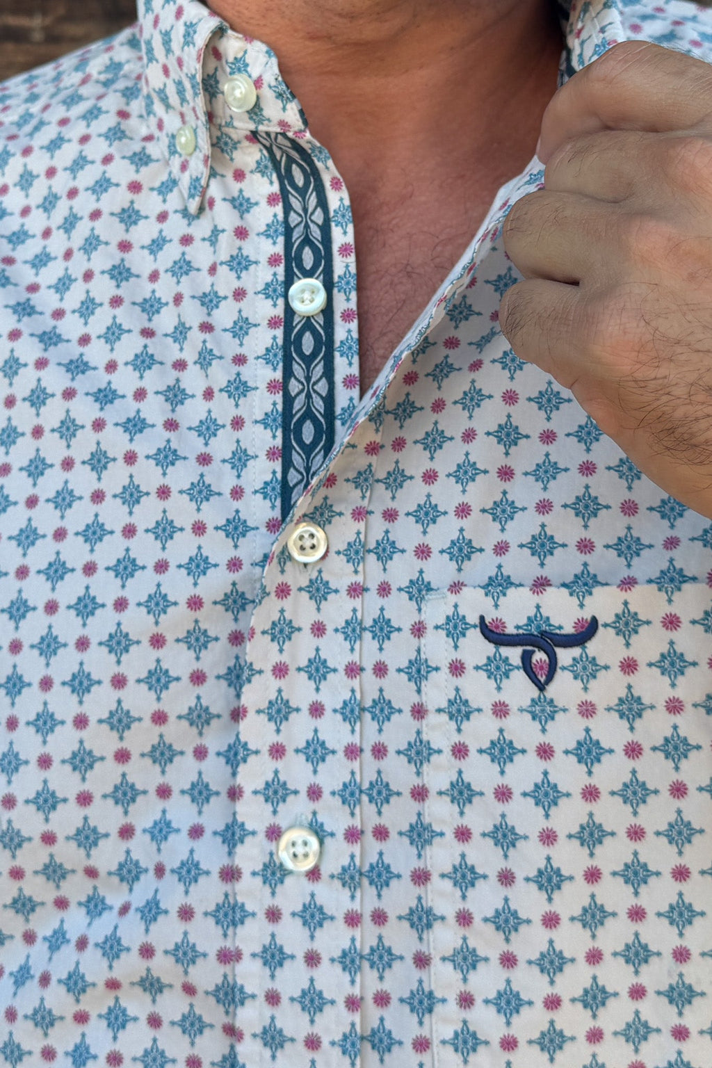 Drover Bronco Long-Sleeve Cotton Western Shirt, product view 3