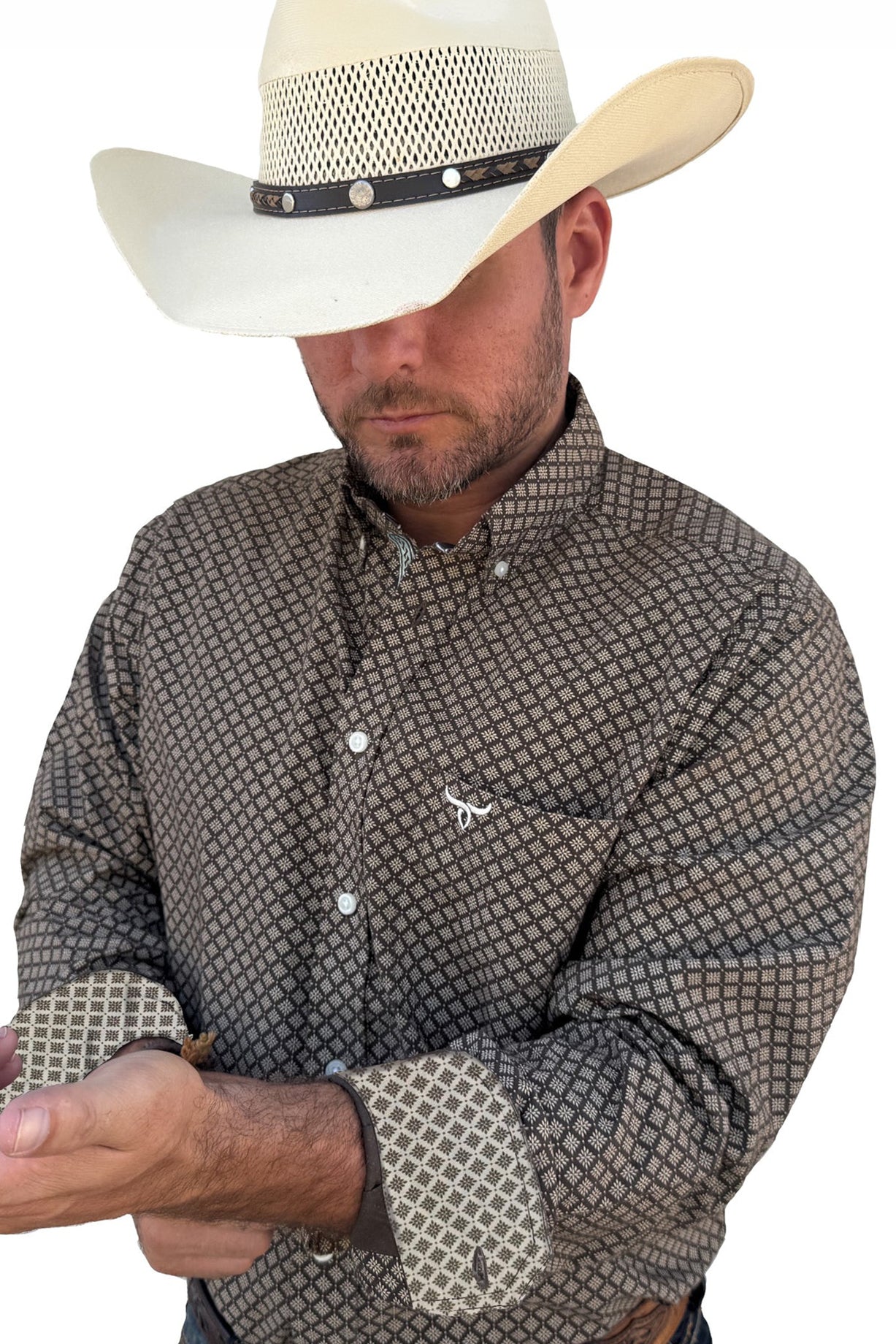 Drover Cheyenne Long-Sleeve Cotton Western Shirt, product view 2