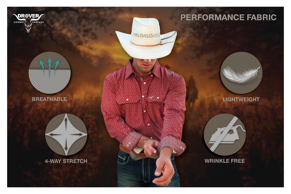 Drover Honcho Long-Sleeve Performance Vent Shirt, product view 3