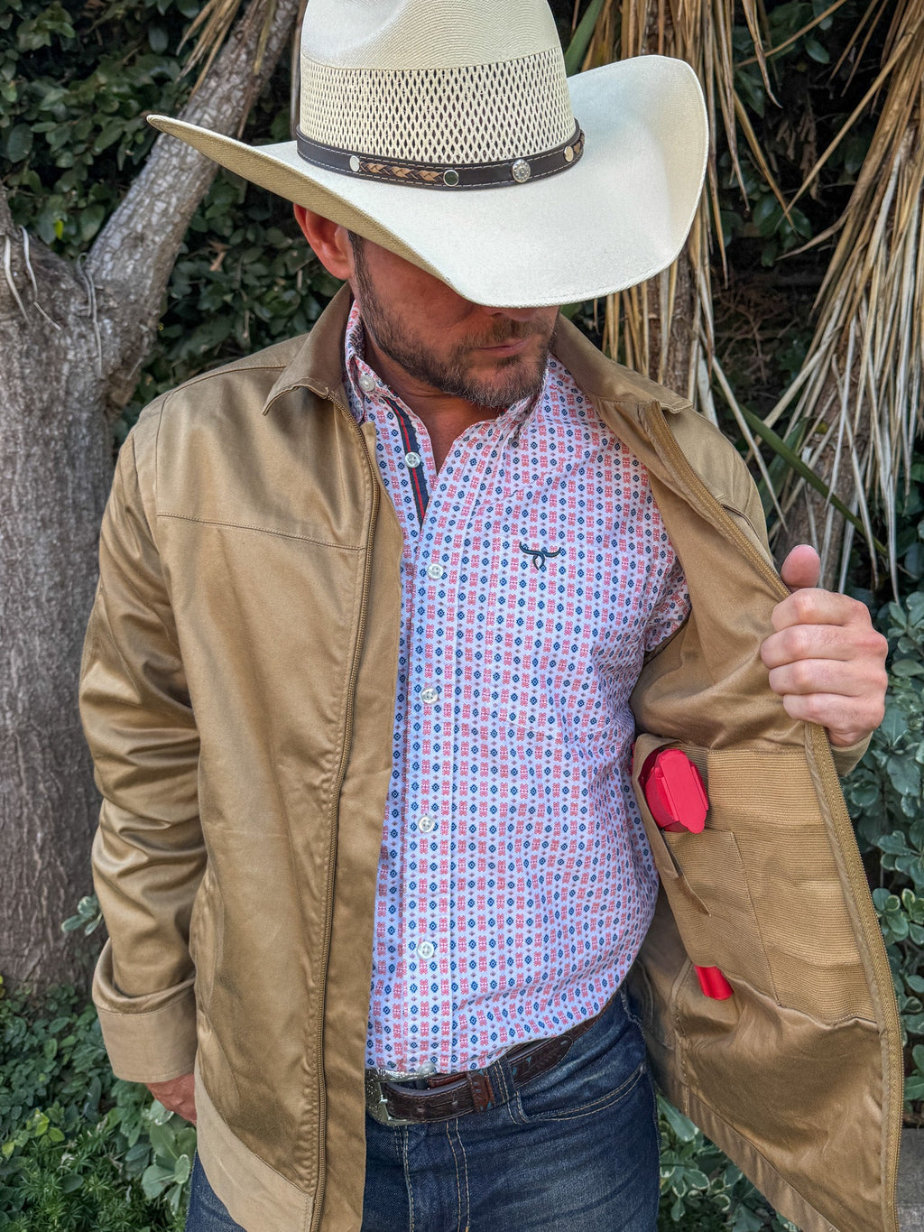 Drover Khaki Concealed Carry Softshell Jacket, product view 2