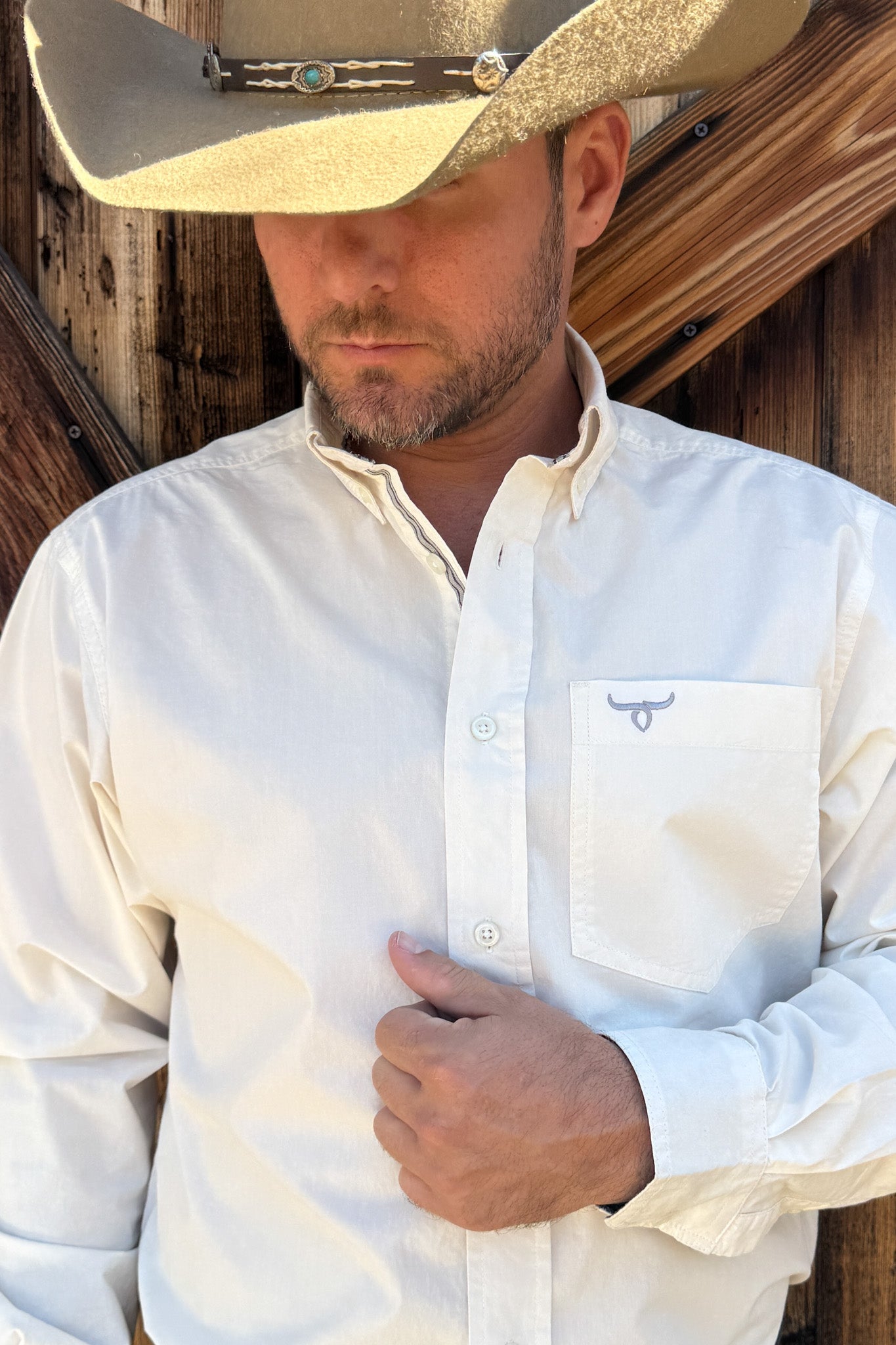 Drover Sidewinder Oatmeal Long-Sleeve Western Shirt, product view 2