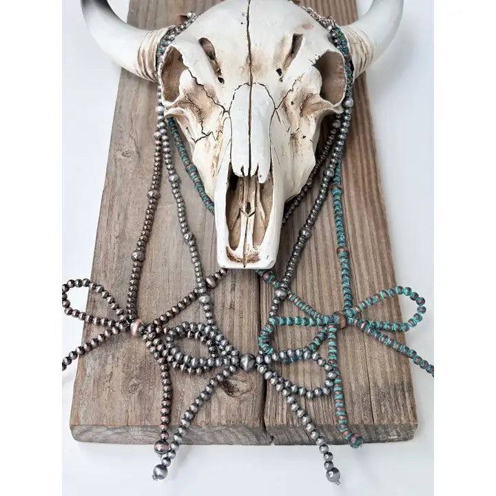 Western Style Multi Size Navajo Pearl Coquette Bow Necklace