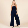 Strapless Smocked Wide-Leg Jumpsuit 1-Piece Outfit