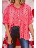 Heart Shape Print Half Sleeve Loose Shirt