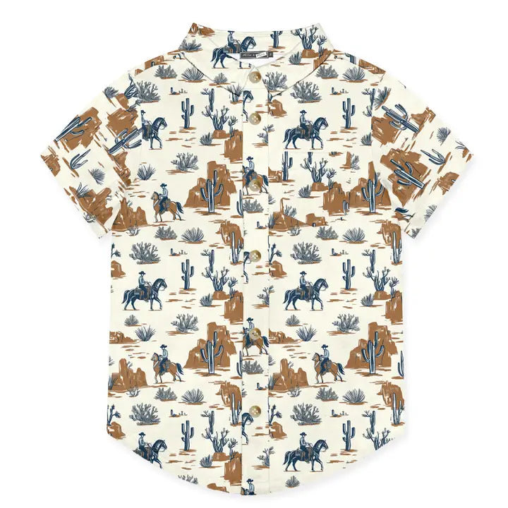 Kids Cream Western Frontier Short-Sleeve Button-Up