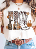 Women’s white FALL western Thanksgiving graphic tee