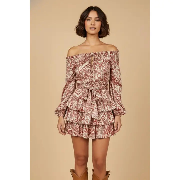 Off Shoulder Tiered Mini Dress