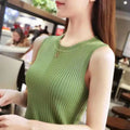 Slim Ice Silk Sleeveless Knit Tank Top Sage Green