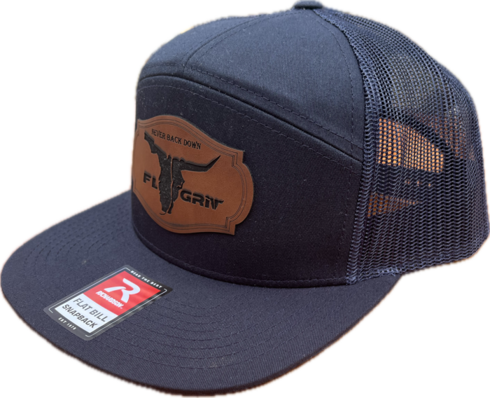 FL Grit Navy Richardson 168 Leather Bull Patch Hat - view 3