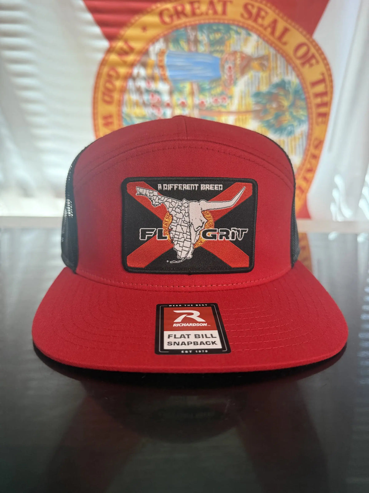 FL Grit Red and Black Richardson Flag Patch Hat