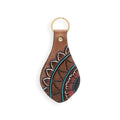 Floral Glimpse Hand-tooled Leather Key Fob