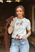 Ivory Western Horseshoe Spur Embroidered Shirt