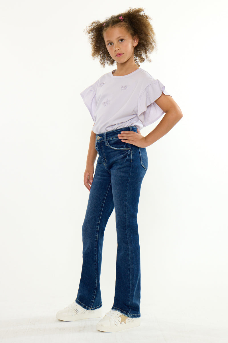 KanCan Girls Dina High-Rise Bootcut Jeans Dark Wash view 4
