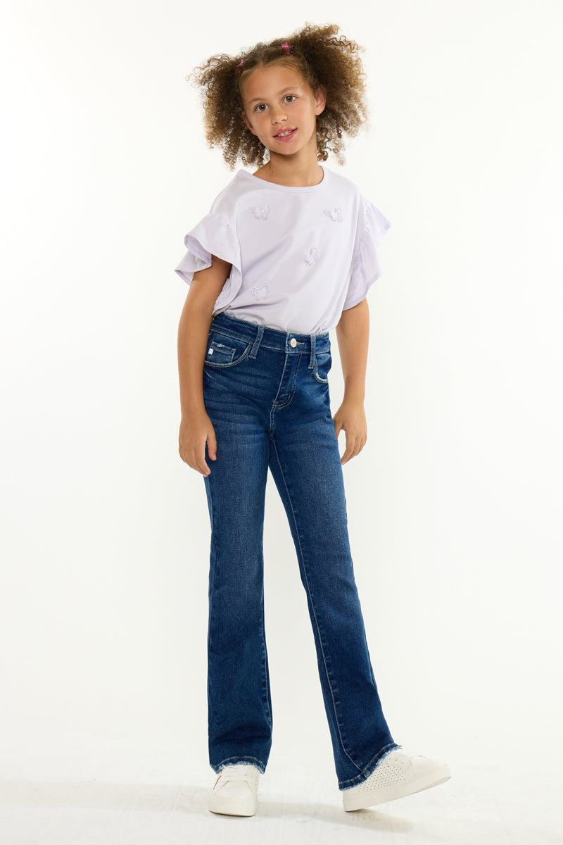 KanCan Girls Dina High-Rise Bootcut Jeans Dark Wash view 5