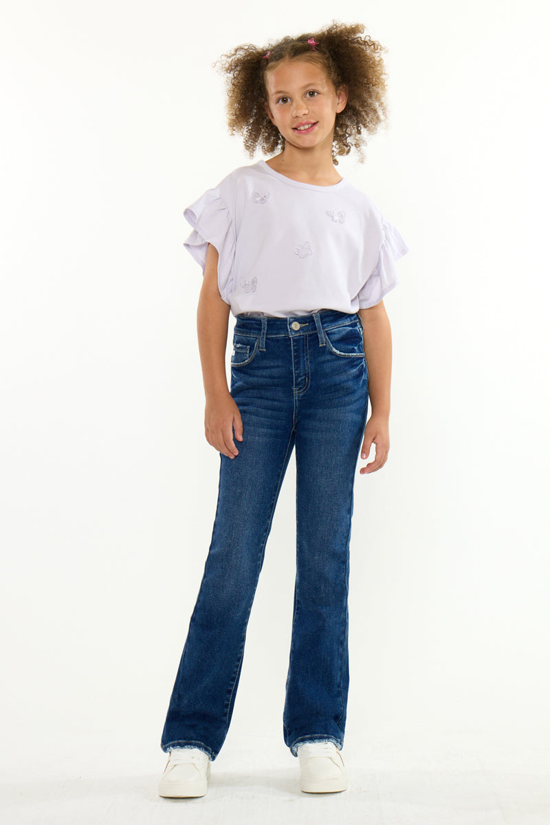 KanCan Girls Dina High-Rise Bootcut Jeans Dark Wash view 6