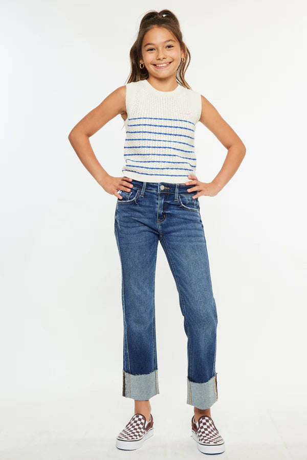 KanCan Gisela Mid Rise Kids Crop Straight