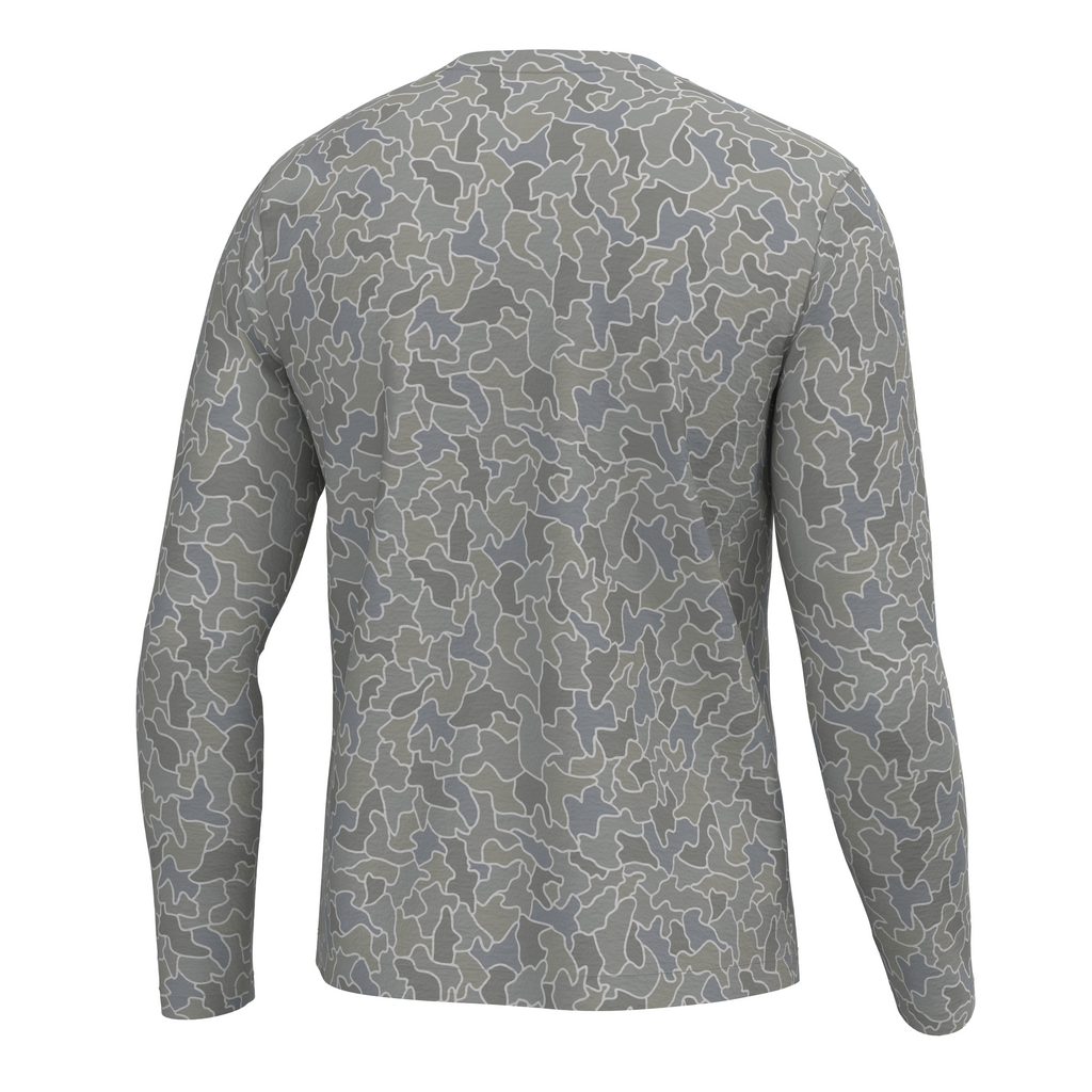 Local Boy long sleeve Heather Blend Crew in Cobblestone Gray, back view