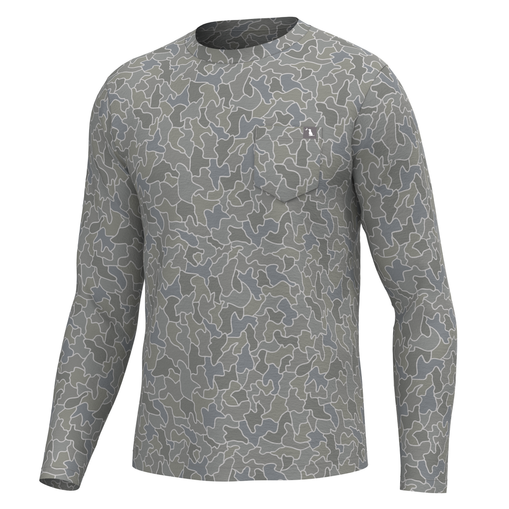 Local Boy long sleeve Heather Blend Crew in Cobblestone Gray, front view