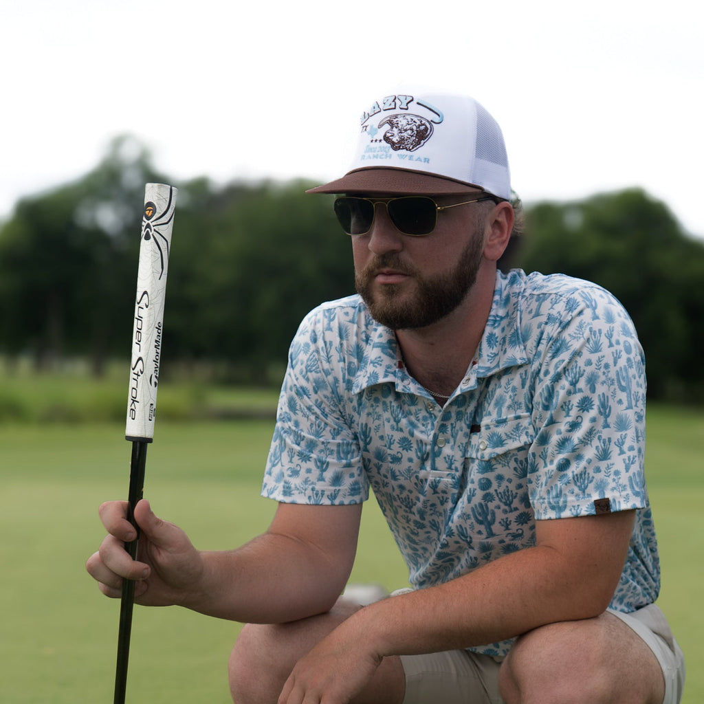 Lazy J Men's Blue Cactus Pearl Snap Polo - view 2