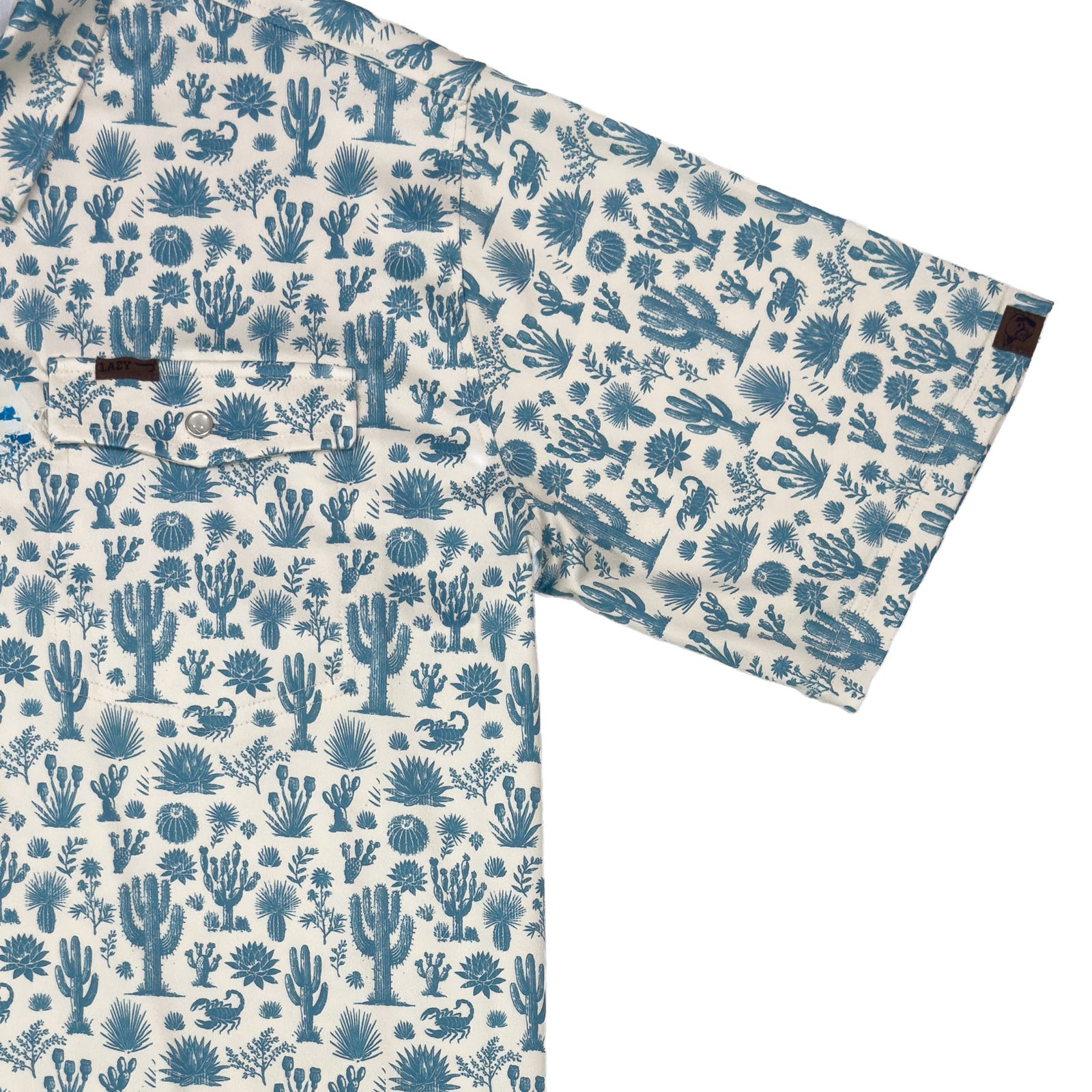Lazy J Men's Blue Cactus Pearl Snap Polo - view 5