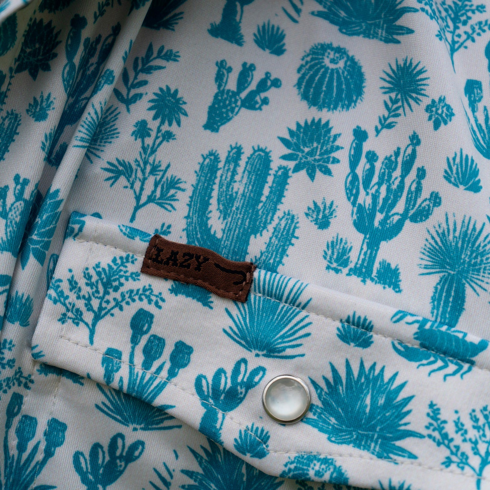 Lazy J Men's Blue Cactus Pearl Snap Polo - view 6