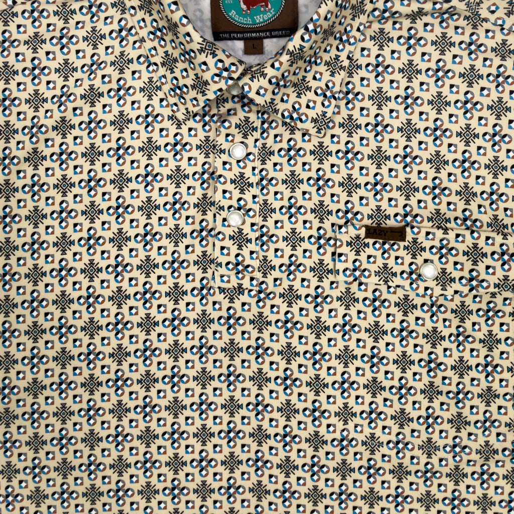 Lazy J Men's Tan and Brown Geometric Pearl Snap Polo - view 4