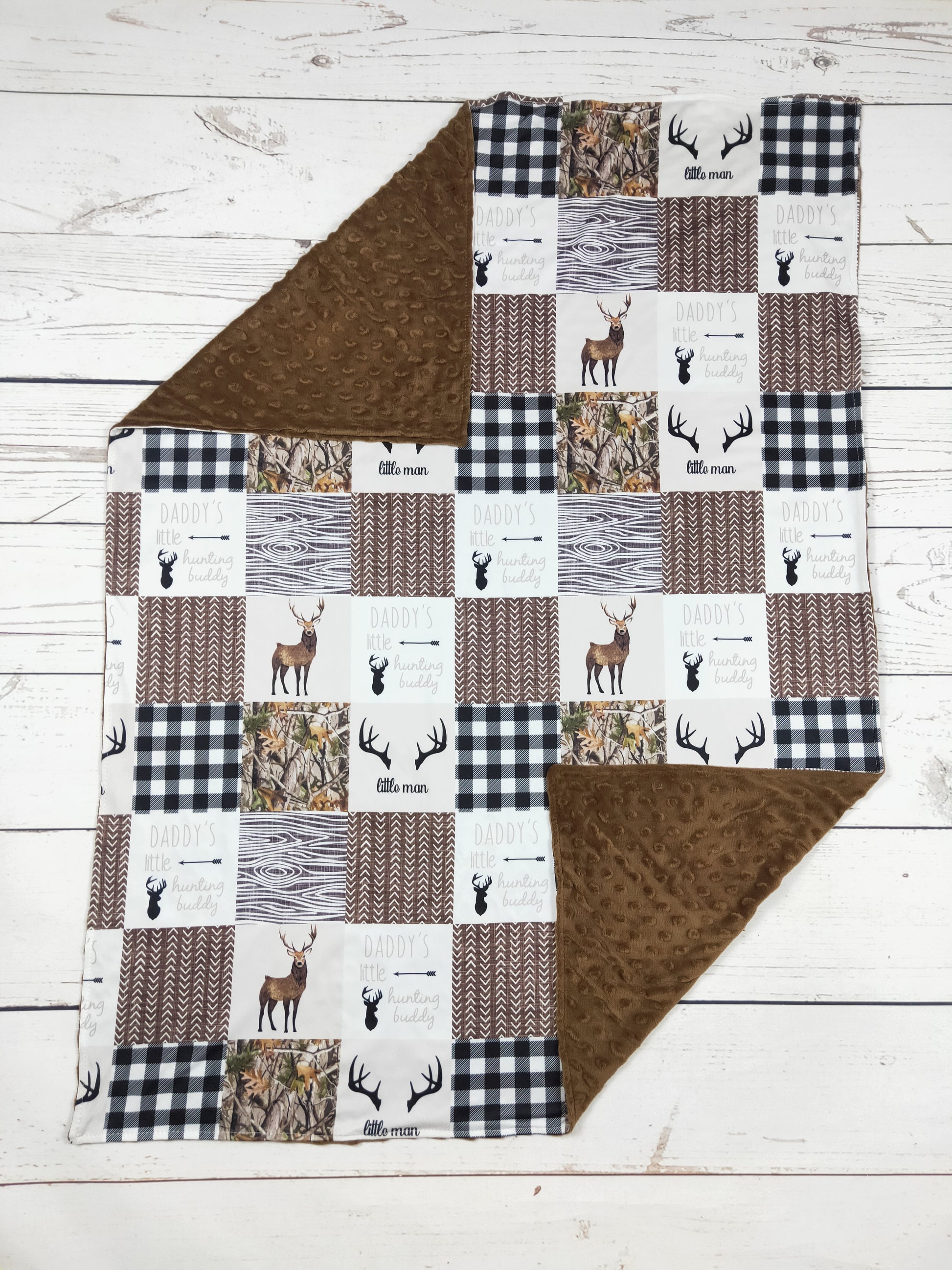 Little Man deer print baby blanket