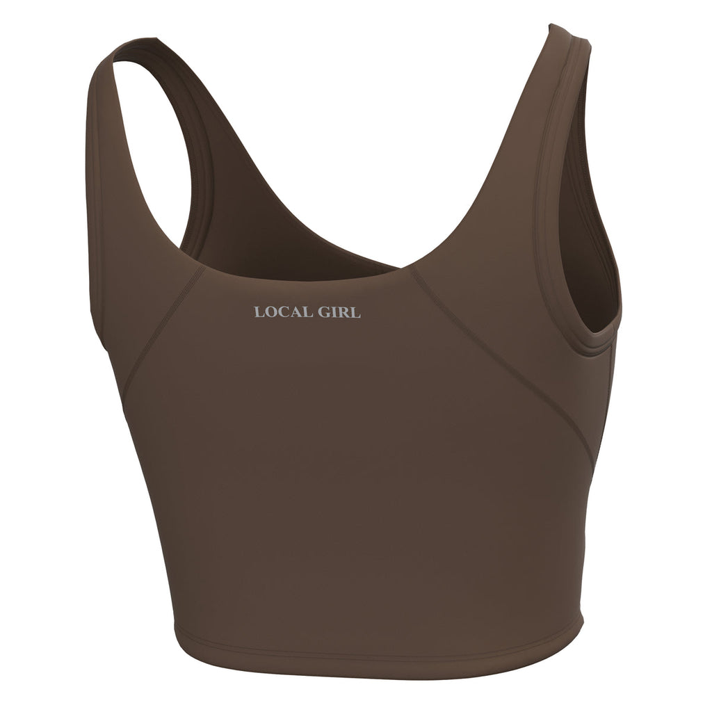 Local Girl women's active tank top in Espresso back view