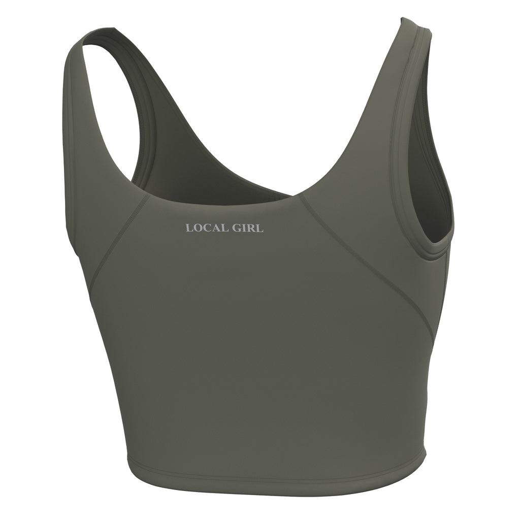 Local Girl women's active tank top in Olive back view