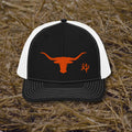 Longhorn embroidered Richardson 112 trucker cap front view