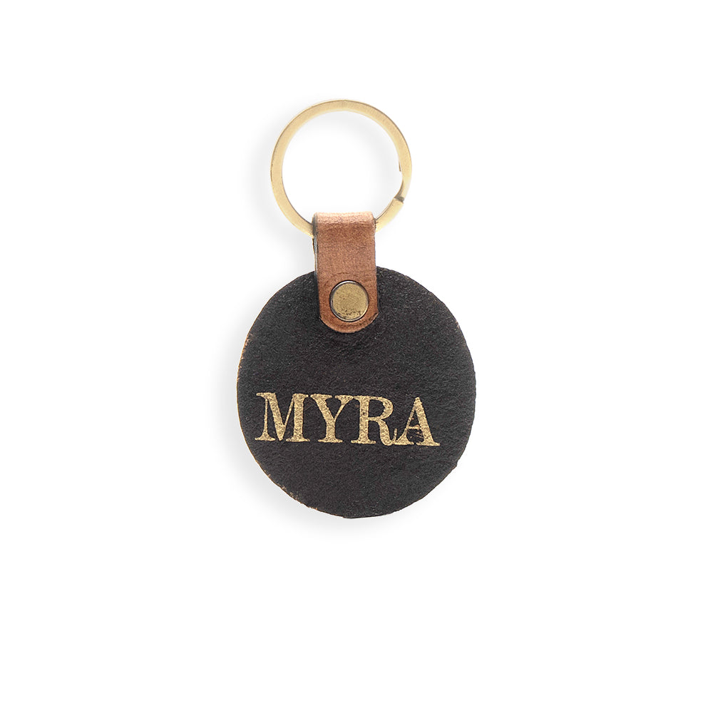 Myra Buttercup Hand-tooled Leather Key Fob, supplier view 2