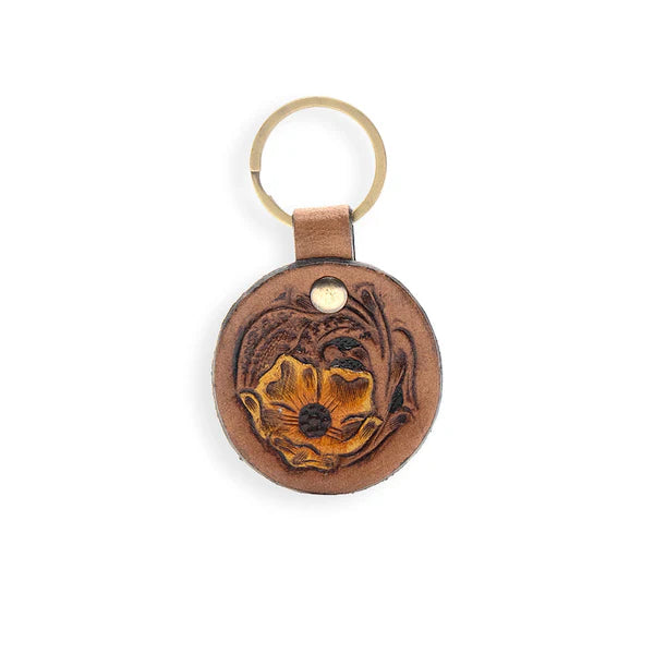 Myra Buttercup Hand-tooled Leather Key Fob