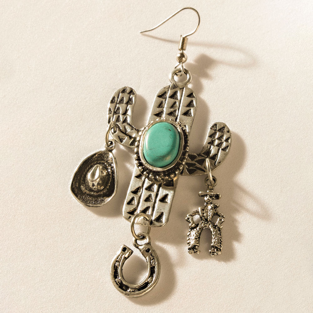 Myra Cactus Charm Earrings in Rodeo Silver, supplier view 2