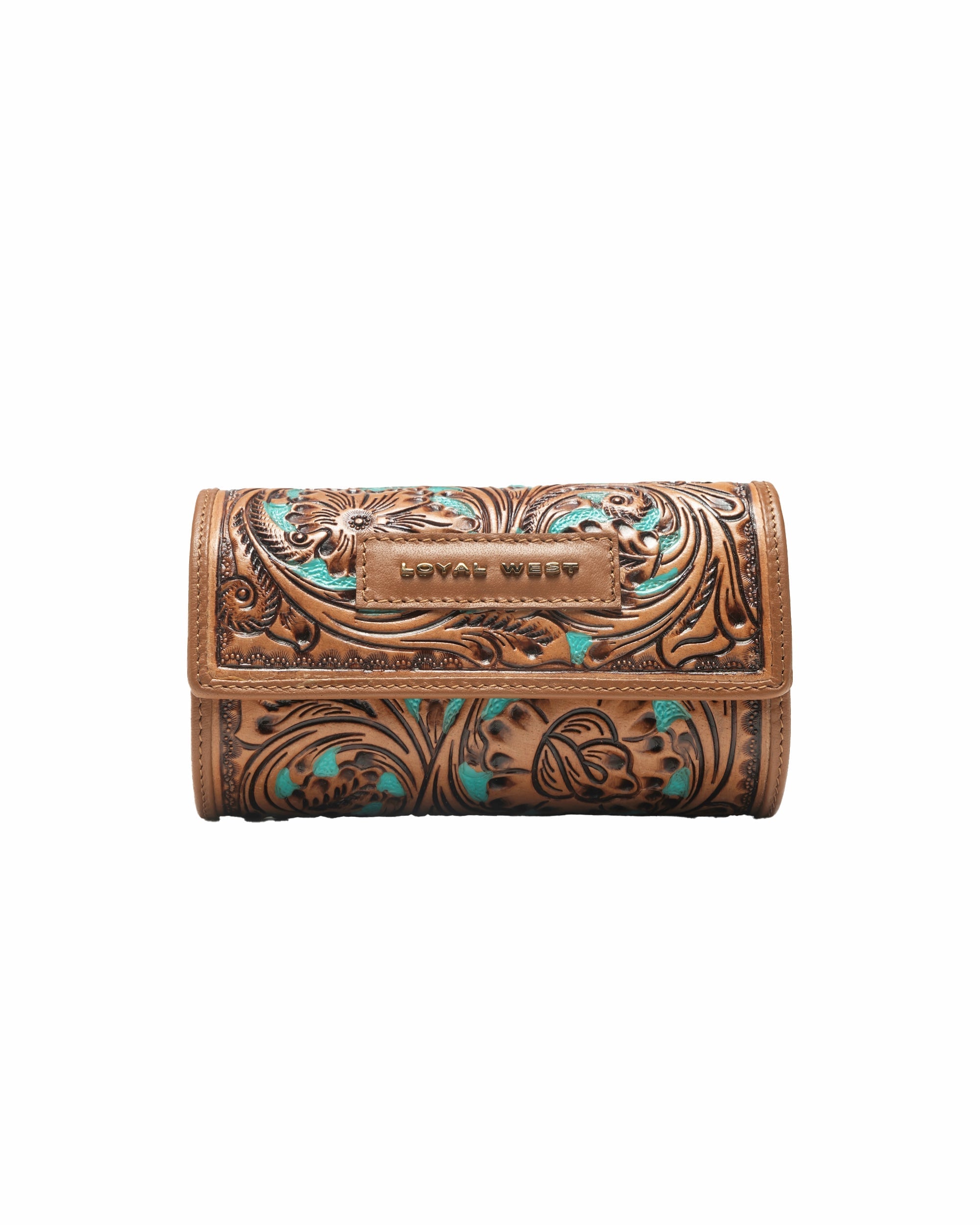 Myra Canyon Jewellery Case Hand-Tooled Leather - Whiskey & Water, supplier view 3