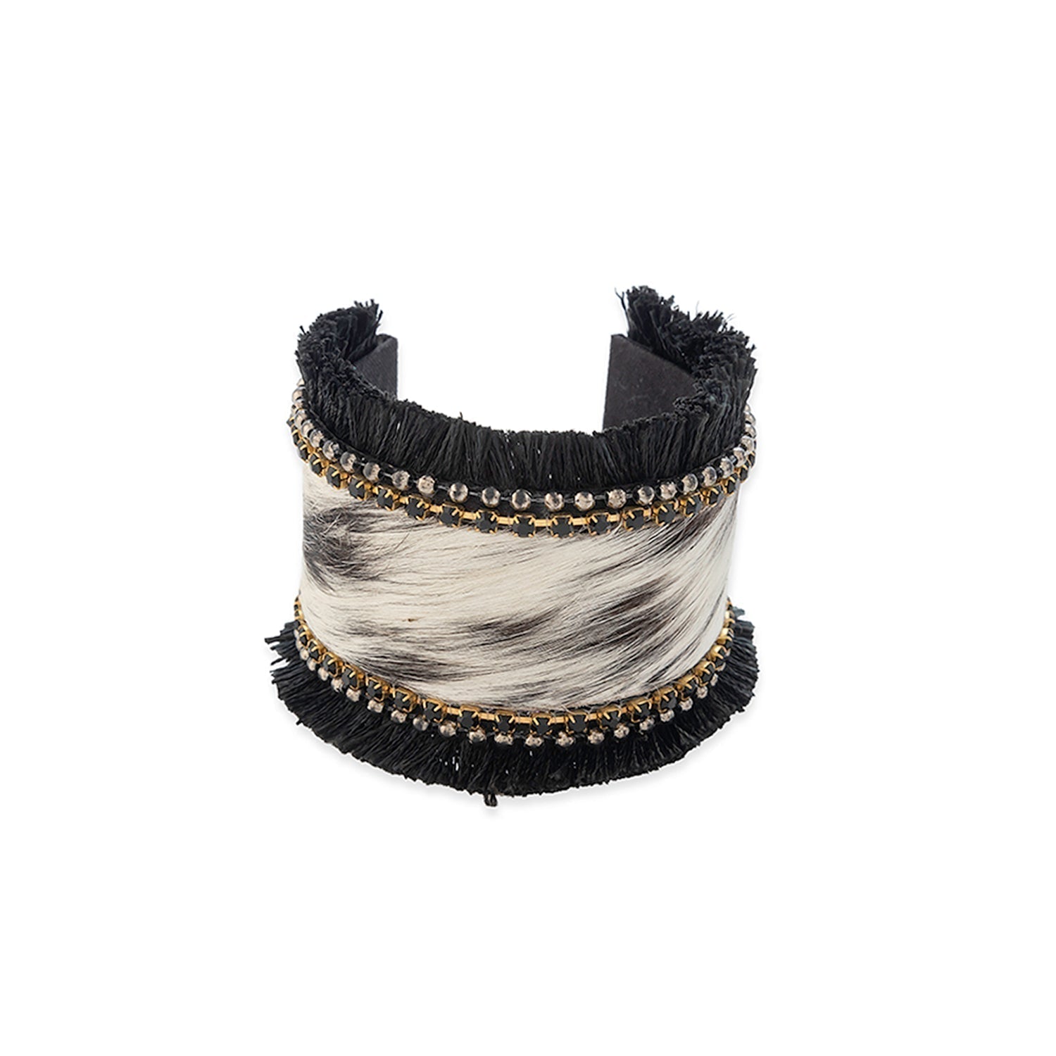 Myra Coal Ridge Hair-on Hide Cuff Bracelet, supplier view 3