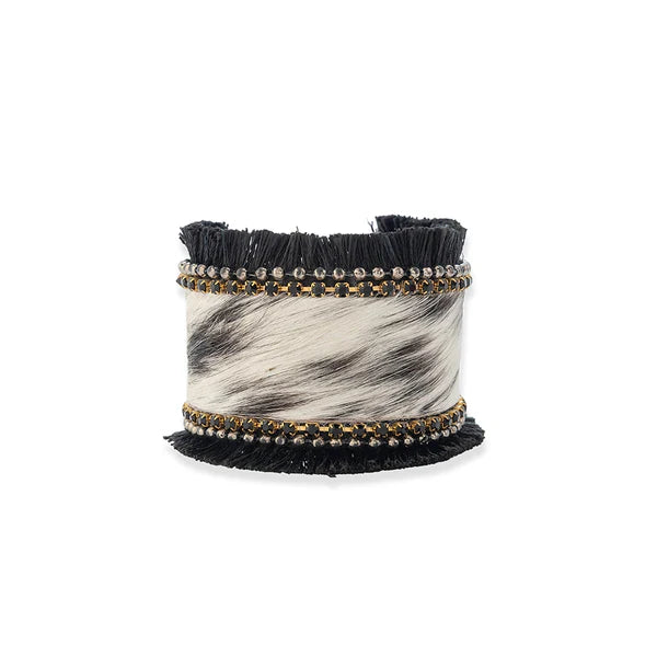 Myra Coal Ridge Hair-on Hide Cuff Bracelet