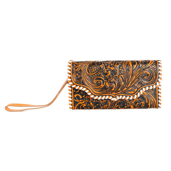 Myra Desert Roses Wallet in Crimson In Orange